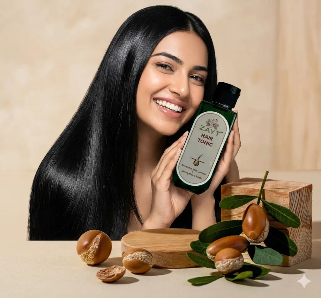 How to apply ZAYT Hair Tonic: Gently massaging the herbal oil into the scalp to improve blood circulation.