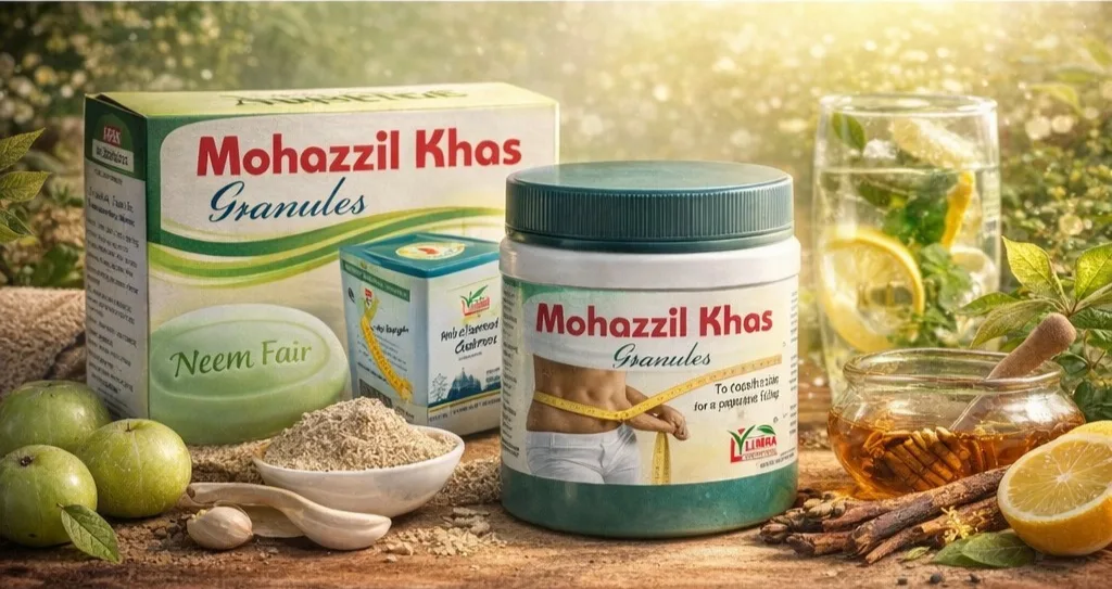 Liimra Mohazzil Khas Granules for natural metabolic support and herbal detox with Ajwain and Zeera Siyah.