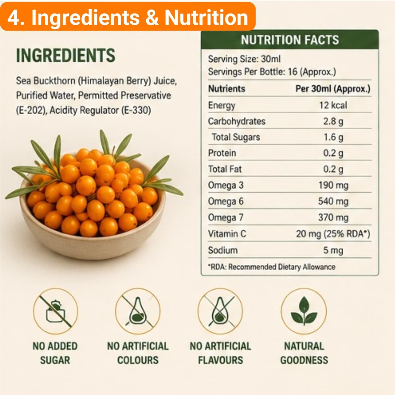 Pure Himalayan Sea Buckthorn Juice - WB Rich in Omega 7, Vitamin C & Antioxidants - 500ml - Image 8