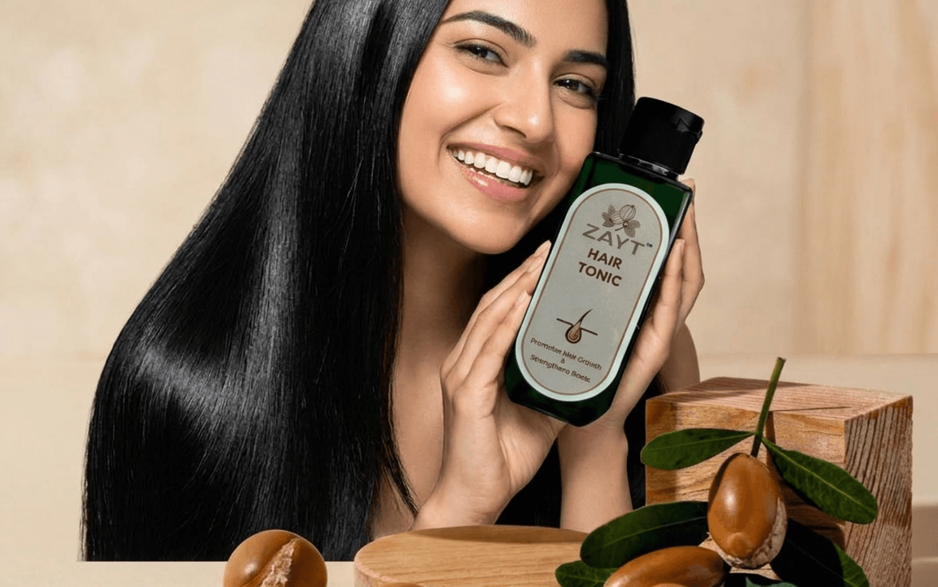 How to apply ZAYT Hair Tonic: Gently massaging the herbal oil into the scalp to improve blood circulation.